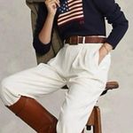 NWT Polo Ralph Lauren Women’s Iconic Flag Sweater Size Medium Navy Pullover Blue Photo 0