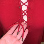 North Crest  red lace up 3/4 sleeve embroidered logo hooded shirt Photo 3