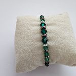 Green Crystal Bracelet With Silver Heart Charms And Closure Photo 3