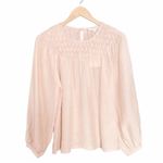 Downeast NWT Pleated Yoke Long Sleeve Blouse Light Beige Blush Size Small NEW Photo 13