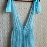 Adore Me NWT ‎ Bow Detail Lace Deep V Chemise Sz M Sky Blue Photo 0
