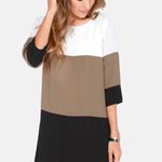 Lulus Lulu’s Citrus Grove Taupe Color Block Shift Dress Photo 0