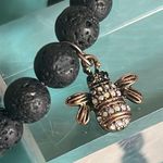 Lava Stone Diffuser Bead Bracelet with Charming Bronze Rhinestone Bee Charm Black Photo 0