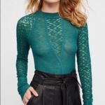 Free People Intimately  No Limits Lace Inset Layering Top Green L Photo 1