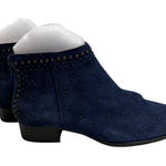 BETTY Navy Blue Suede Studded Ankle Boots Pointed Toe Zipper Closure Size 6M Photo 0