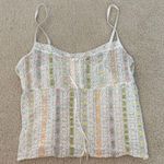 Multicolor Lace Striped Women's Top White Size M Photo 0