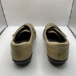 Clarks  showstopper womens 9.5 slip on straps tan leather Grandma Flat Photo 2