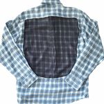 LF new Mel C ㋛ Sheer Panel Plaid Flannel ㋛ Shirt Jacket Shacket Academia ㋛ Blues Photo 3
