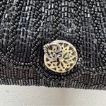 Vintage Black Beaded Handbag Evening Bag Foldover Classic Night Out Photo 4