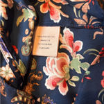 Philosophy Size S Navy Blue Floral Blouse V-Neck Cuffed Sleeve Dark Moody Print Photo 5