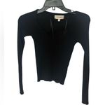 l*space L* Black Ribbed Knit Top - Sweetheart Neckline, Long Sleeve Crop Sweater XS Photo 2