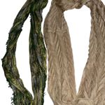 Women's Scarf Lot of 3 Neutral Green Gold Polka Dot Infinity Crinkle Photo 2