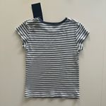 Brandy Melville  Navy Blue and White Striped Tee Photo 3