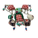 VINTAGE Handmade Italian Beaded Cloth Pillow Embellished Necklace STUNNING Photo 1