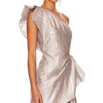 Saylor Ann Woodgrain Jacquard Mini Dress, Silver Size M EXCELLENT! Photo 8