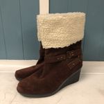 Nine West Nine‎ West Women’s 10 Brown Suede Leather Faux Sherpa Fur Wedge Bootie Boots Photo 1