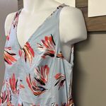 Lane Bryant Pastel Blue Floral Asymmetrical V-Neck Top with Back Zipper- Size 16 Photo 3