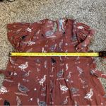 Seven7 Melissa McCarthy for allover bird print tie waist flutter sleeve rust top Photo 4