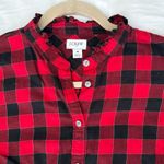 J.Crew  Buffalo Flannel Blouse Red Plaid Long Sleeve Preppy Buttoned Women’s Sz M Photo 4
