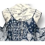 Altar'd State Altar’d State S Navy White Romper Cold Shoulder Floral Boho Festival Ruffle Hem Photo 4