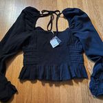 Free People Chloe Milkmaid Top in Black, Size M, NWT Photo 4