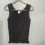 Vila Milano Black Ribbed Tank Top with Ruffle Hem Photo 1