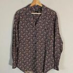 Liz Sport Vintage Women's Sz Small Long Sleeve Button Up Paisley Navy Blouse Top Photo 0
