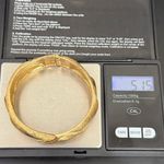 Vintage MONET Signed Brushed Textured Gold Tone Clamper Cuff Hinge Bracelet 51g. Photo 9