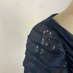 Tadashi Shoji  Navy Sheer Mesh Sequin Top Photo 3