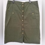 Barbour Laverne in Olive Green Button Down Midi Skirt Size 14 Photo 1