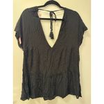 Xhilaration  Black/Gold V-Neck Beach Swim Cover Up Tunic Top Size Medium NWT Photo 2