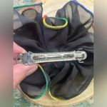 Vintage 90s black chiffon rainbow trim large spring clip hair bow Red Photo 4