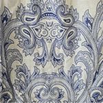 ZARA  White & Blue Linen Blend Paisley Patterned Fit & Flare Summer Dress Size XS Photo 6