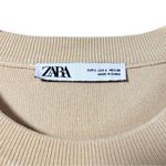 ZARA Rib Knit Structured Dolman Sleeves Banded Waist Mini Dress in Cream Photo 8