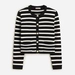 J.Crew New relaxed Emilie sweater lady jacket in stripe black/white size 3X BNWT Photo 1