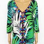 Berek Green Tropical Heavy Beads Cardigan Size L Black Size L Photo 2