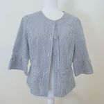 Sandro Seersucker Peplum 3/4 Sleeve Light Jacket Size Large Photo 3