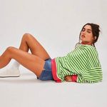 Free People NWOT Striped Oversized Crewneck Photo 3