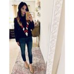 VICTOR GLEMAUD Black Red White Candy Detail Cotton Cashmere V Front Sweater S Photo 10