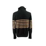 French Connection Wmns Black Brown Stripe Mock Neck Ribbed Sweater Sz M Classic Photo 2