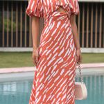 Commence NWT Commense Stripe Pattern Cutout Balloon Sleeve Long Dress. Size small Photo 0