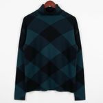 Tahari Sweater Womens XS Green Black Argyle Mock Neck Old Money Preppy Career Photo 1