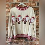 SheIn Cream and Red sequined santa Crewneck long sleeve Top Photo 1