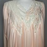 VTG Shadowline Peignoir Set M Pastel Pink Lace Robe Nightgown 70's Romantic Size M Photo 0
