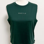 Lovers Of Hyoumanity Green Ivory Hustle Print Workout Boxy Muscle Tank Top Small Photo 0
