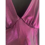 Y2K Metallic Purple Babydoll Large Tank Top Low V neck Crop Top Grunge Rave Goth Photo 3