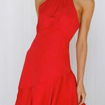 Saints + Secrets Women's Halterneck Ruffle Asymmetrical Hem Dress Red Size S Photo 0