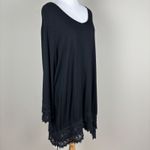 Ulla Popken Tunic Top Womens 16/18 Black Lace Trim 3/4 Sleeve V Photo 9