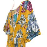 Boho Summer V Neck Floral Short Sleeve Slit Maxi Long Dress Yellow Multi Size M Photo 7