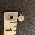 Minimalist Dainty Gold Tone Solitaire Pendant Clear Stone Unbranded Photo 2